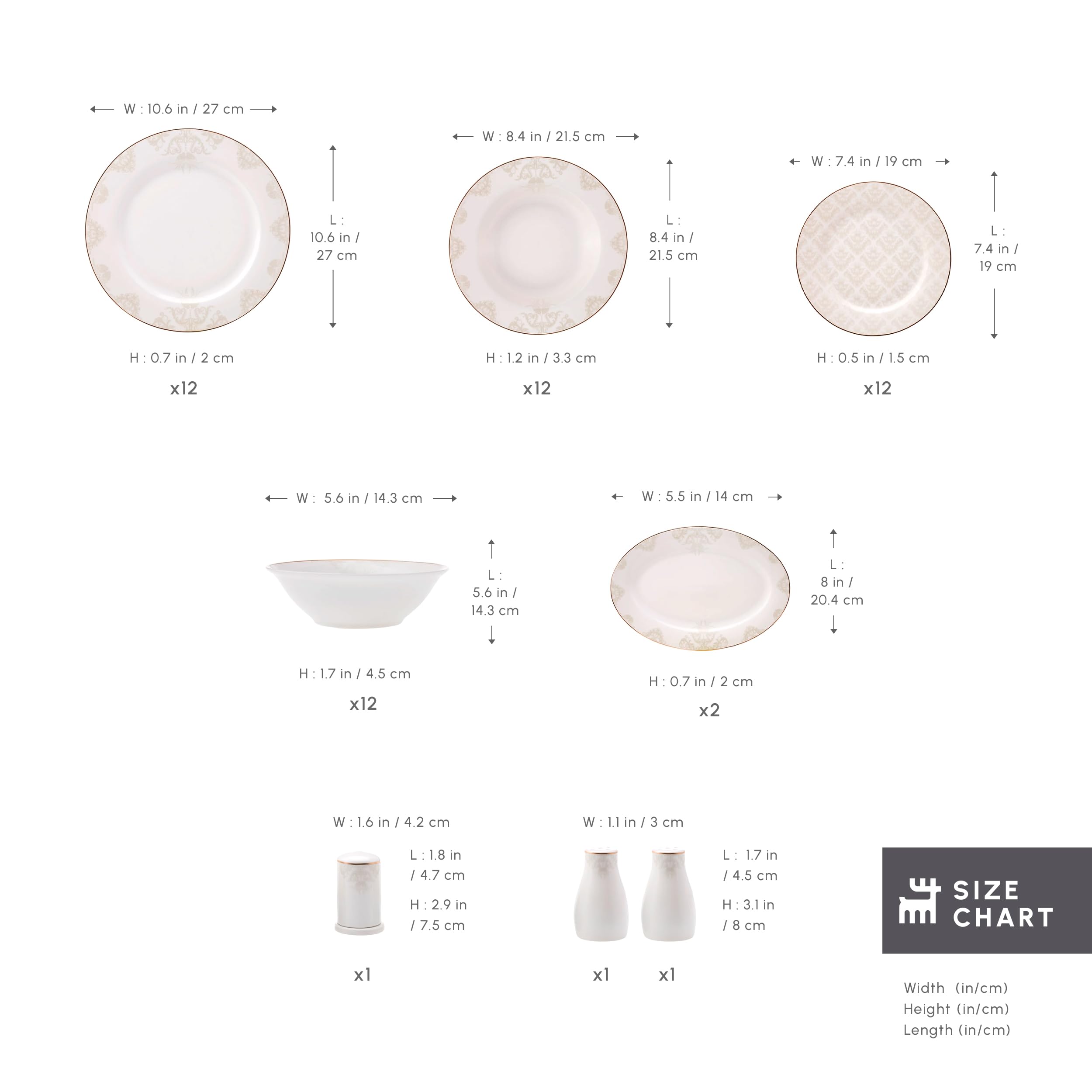 Karaca Tafelservice 53-tlg für 12 Personen – Modernes Dinner Set Weiß, inkl. Speise-, Suppen-, Frühstückstellern & Porzellan-Schalen
