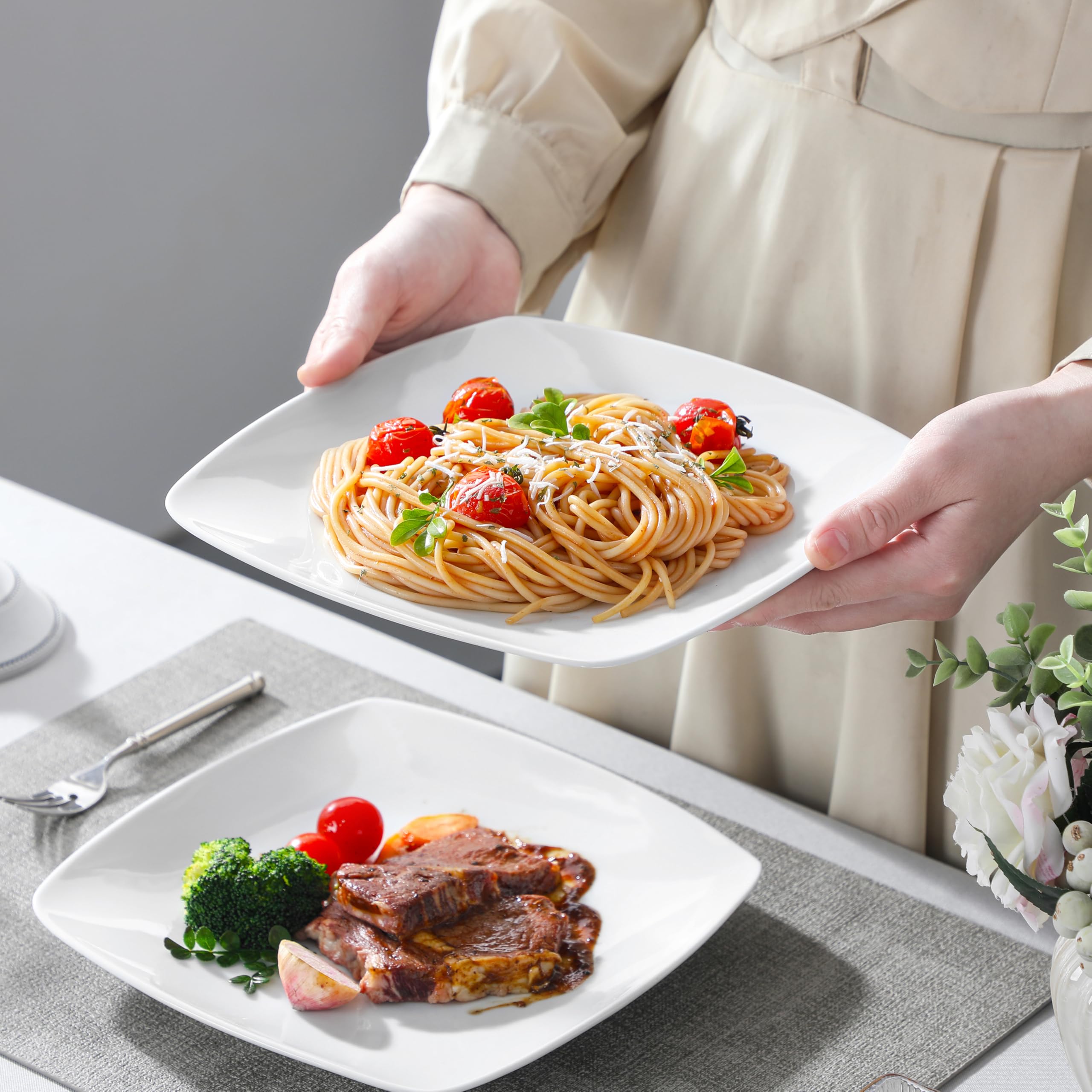 MALACASA Serie Julia Geschirrset 60-tlg für 12 Personen – Porzellan Set mit Speisetellern, Desserttellern, Suppentellern & Kaffeeservice