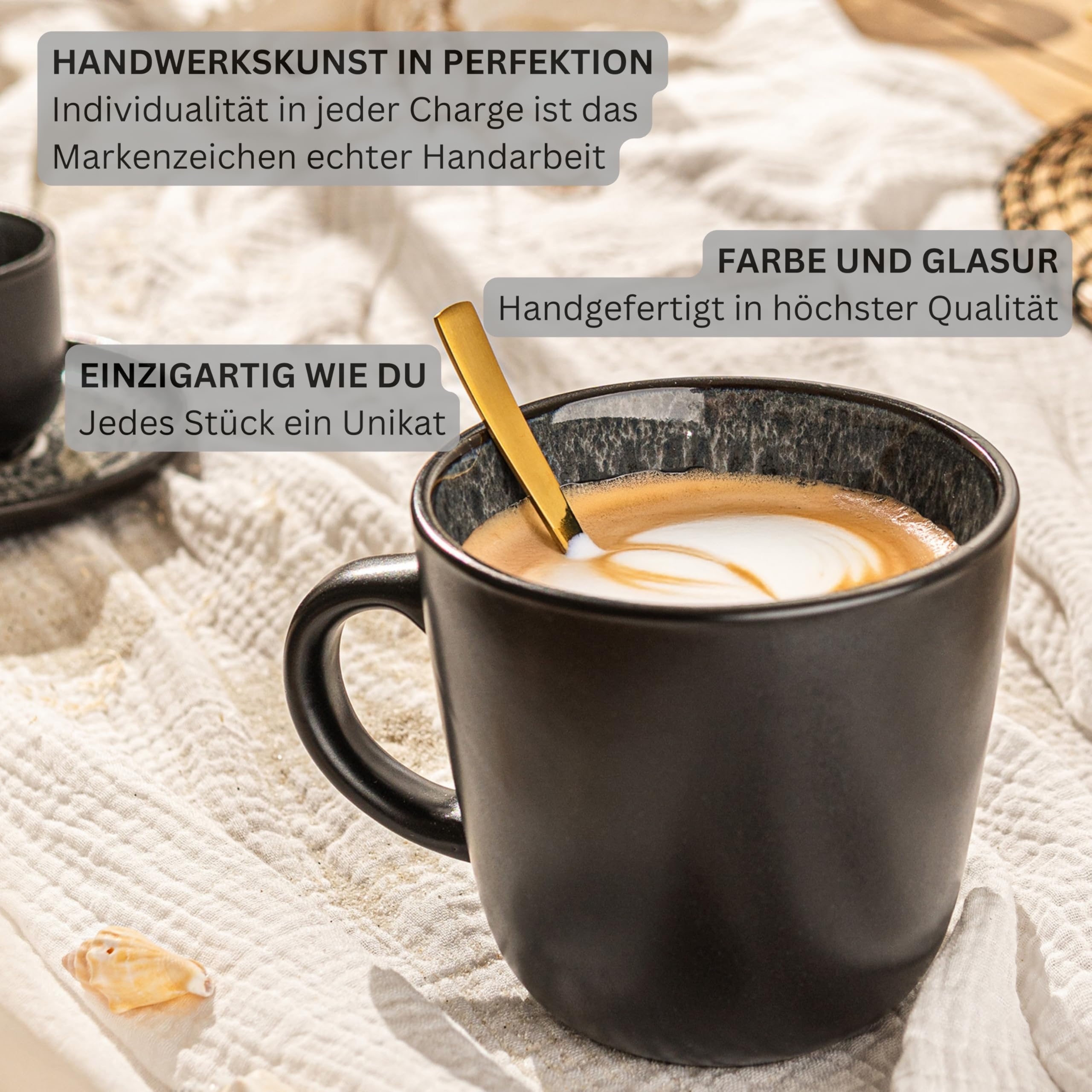 SÄNGER Sydney Kombiservice 30-tlg für 6 Personen – Steingut Teller Set mit Speise-, Pasta- & Kaffeebechern, spülmaschinen- & mikrowellenfest