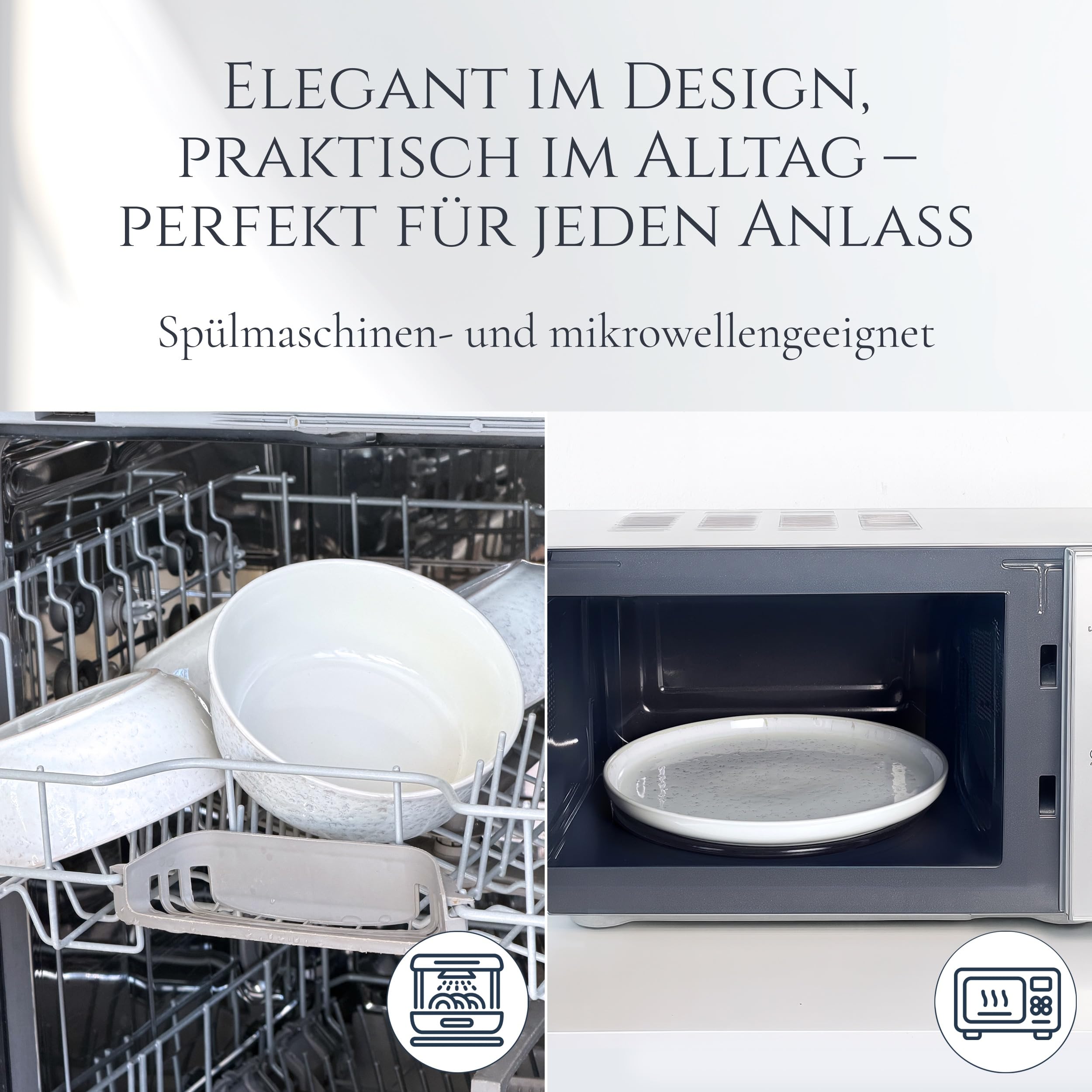 SÄNGER Ibiza Geschirrset 48-tlg für 12 Personen – Mediterranes Steingut Set, inkl. Schüsseln, Speise- & Desserttellern, TESTSIEGER Qualität