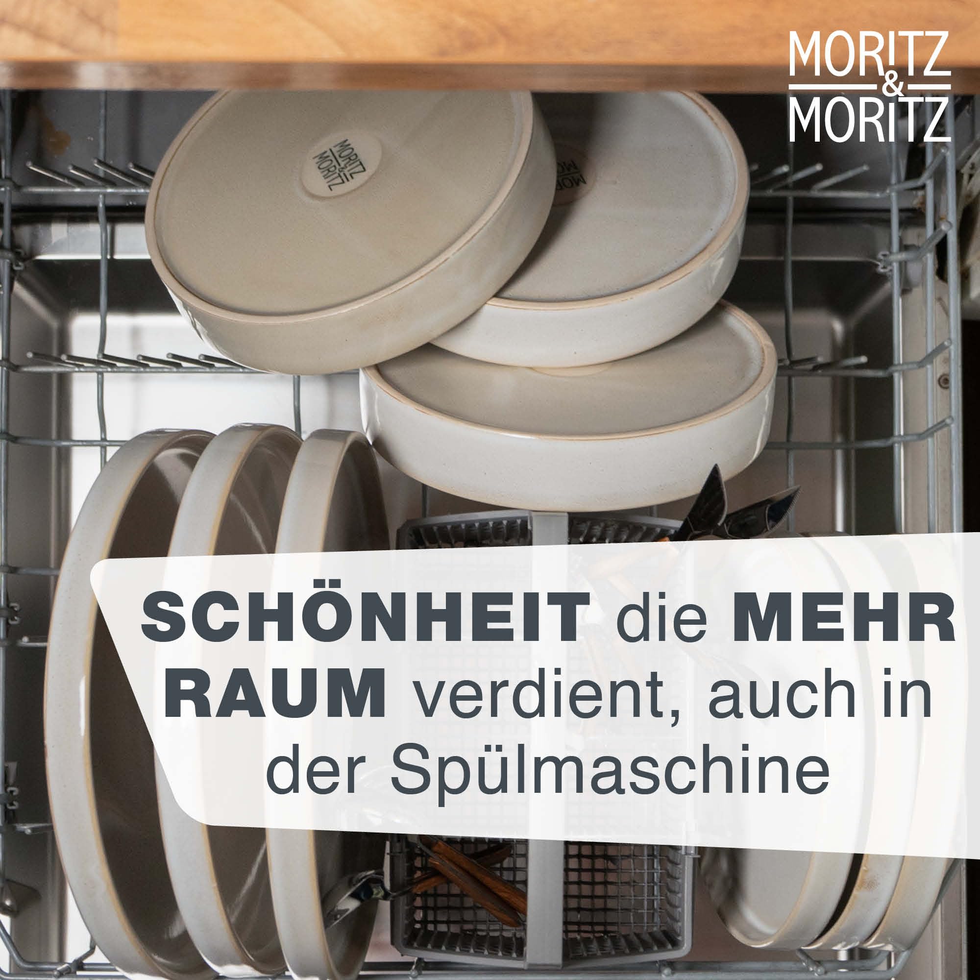 Moritz & Moritz CASTELLO Geschirrset 20-tlg für 4 Personen Beige – Steingut Teller Set mit Dinner-, Dessert-, Suppentellern, Schalen & Tassen